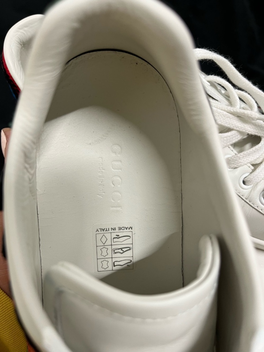 Gucci White Leather Sneakers with Red Floral Embroidery and Green Web - Picture 4 of 8